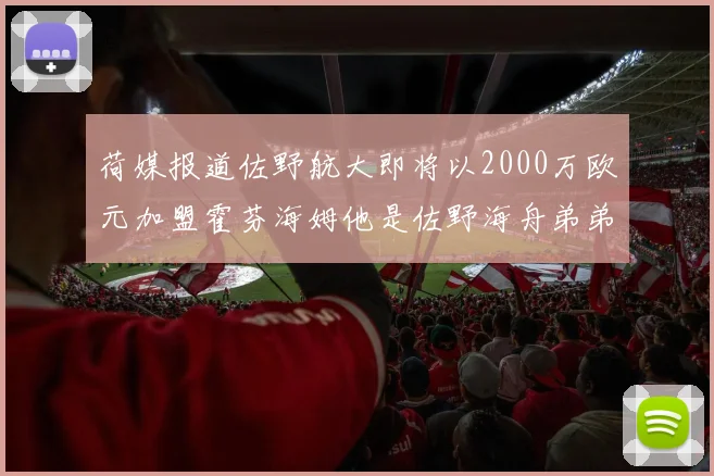 荷媒报道佐野航大即将以2000万欧元加盟霍芬海姆他是佐野海舟弟弟
